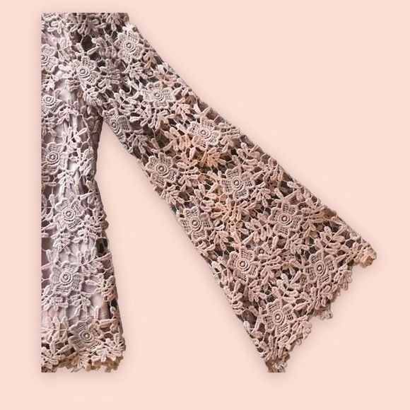 ADIVA Top Lace Pink Ball Long Sleeves Crochet Lined Size S - Picture 3 of 5
